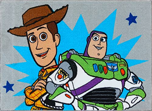 Gertmenian Disney Toy Story Teppich Jungen Mädchen Kinder Schlafzimmer Dekor Kinder Zuhause Spielzimmer Matte Bettwäsche Teppich; 40 x 54 Medium; Woody Buzz Lightyear Gray Blue; 19850 von Gertmenian