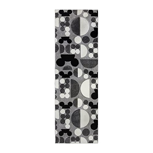 Gertmenian Disney Mickey Mouse Moderner Teppich für den Innenbereich, 5 x 20 cm, fusselfrei, ideal für stark frequentierte Bereiche im Wohnzimmer, Schlafzimmer, Eingangsbereich, abstrakte Kugeln, Grau von Gertmenian