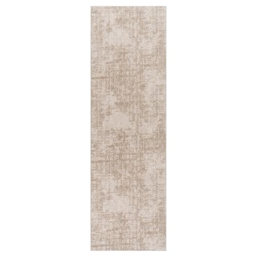 Gertmenian Übergangsläufer für den Innenbereich, 2 x 6, fusselfrei, ideal für hohe Verkehrsbelastung in Wohnzimmer, Küche, Eingangsbereich, geometrisch, Beige/Sand, 26859 von Gertmenian