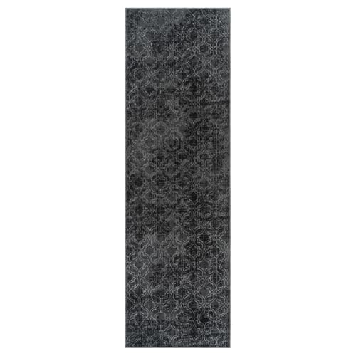 Gertmenian Übergangsläufer für den Innenbereich, 2x6, fusselfrei, ideal für hohe Verkehrsbelastung in Wohnzimmer, Küche, Eingangsbereich, geometrisch, dunkelgrau, 26851 von Gertmenian