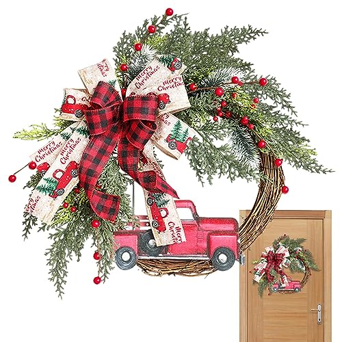 Weihnachts-Türkränze, Haustür-Fenster-Wandkranz, Weihnachtskränze für Fenster, Weihnachtskranz für Haustür mit Aufhänger, grünes Laub, Auto-Kranz-Dekoration für Haustür, Hof, Garten von Geruwam