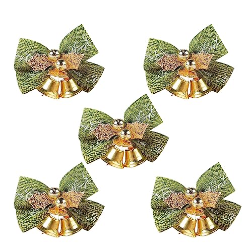 Weihnachtsschleife mit Glöckchen,5 Stück Mini-Bowknot-Bastel-Geschenkbehänge Ornament für den Weihnachtsbaum - Rustikale dekorative Schleife aus Sackleinenstoff für Kränze, Zäune, Kaminsims Geruwam von Geruwam