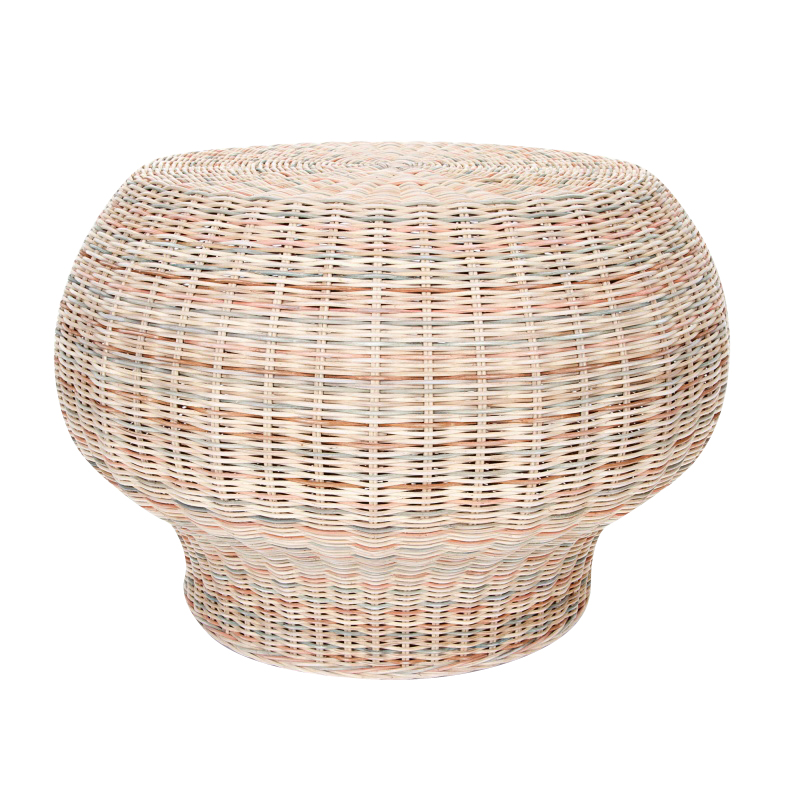 Gervasoni - Bolla Rattan-Beistelltisch / Ottomane - beige/H x Ø 40x60cm von Gervasoni