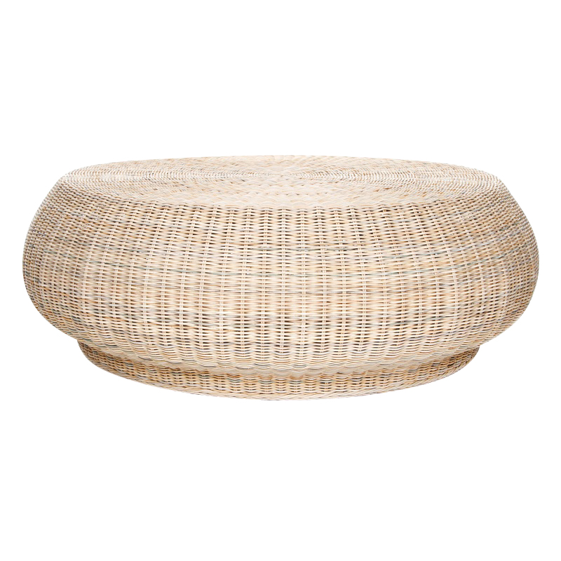 Gervasoni - Bolla Rattan-Beistelltisch / Ottomane - beige/H x Ø 40x95cm von Gervasoni