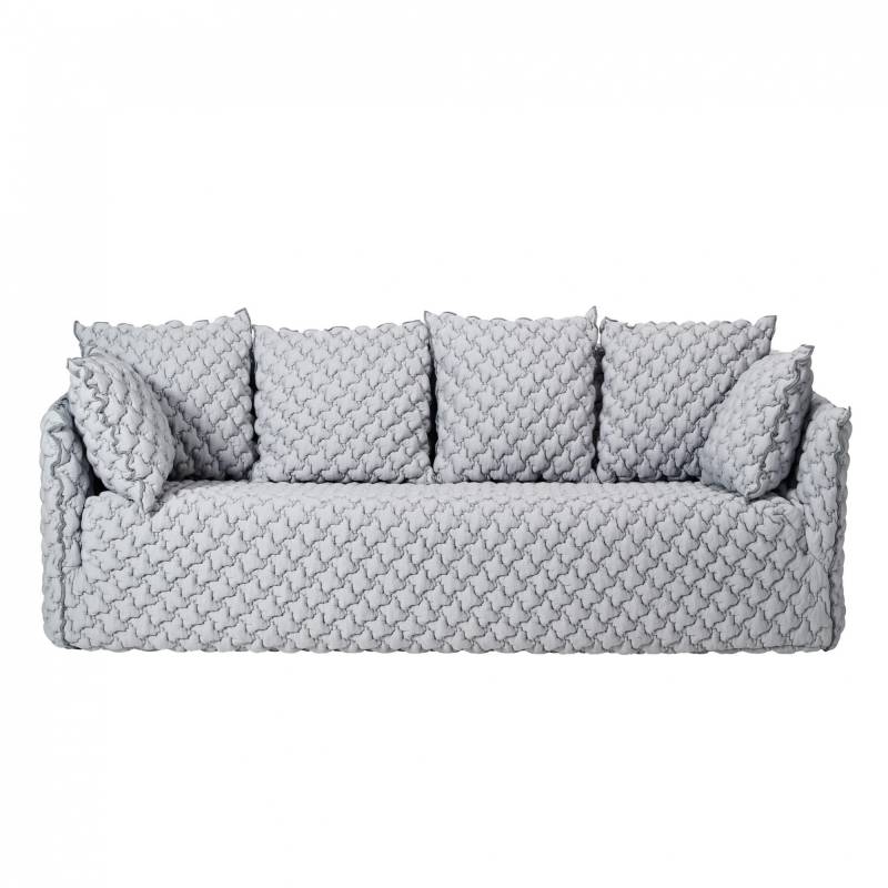 Gervasoni - Ghost 12 Sofa - grau/Stoff 3D grigio/BxHxT 220x80x85cm/4x Kissen 60x60cm + 2x Kissen 50x50cm von Gervasoni