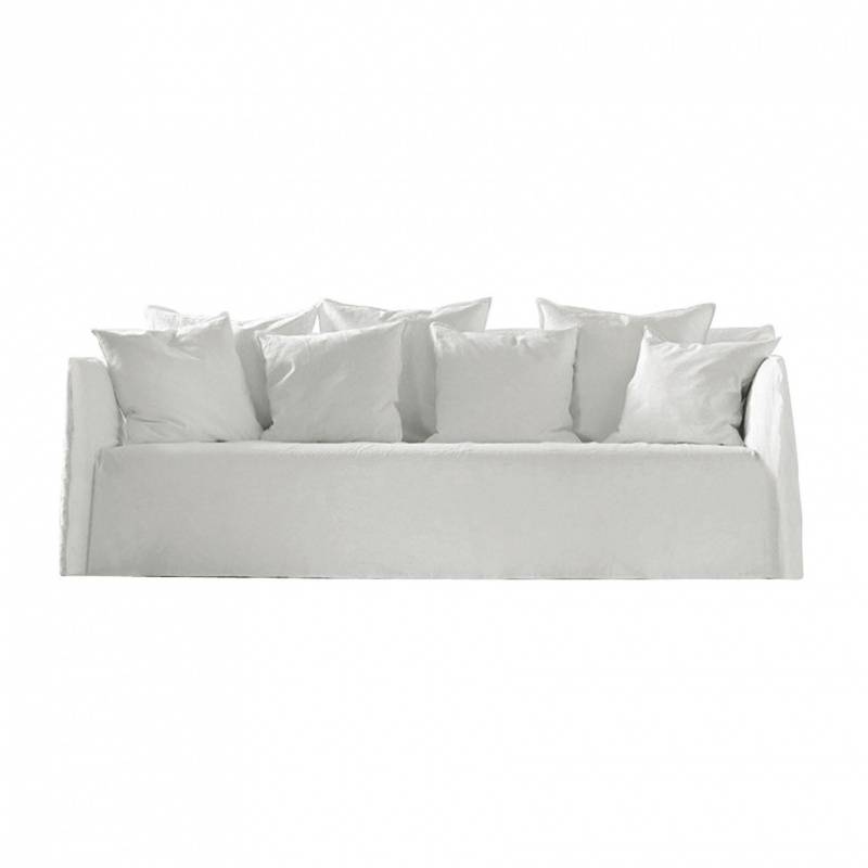 Gervasoni - Ghost 12 Sofa - weiß/Stoff Lino bianco/BxHxT 220x80x85cm/4x Kissen 60x60cm + 2x Kissen 50x50cm von Gervasoni