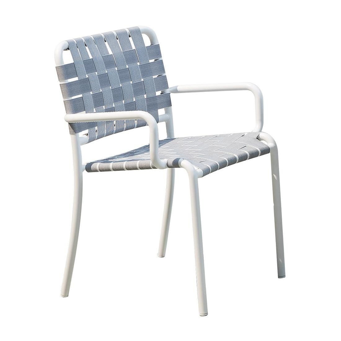 Gervasoni - Inout 824 Gartenarmlehnstuhl - weiß/grau/Sitzfläche aus elastischen Gurten/Gestell Aluminium weiß lackiert/BxHxT 59x80x58cm von Gervasoni