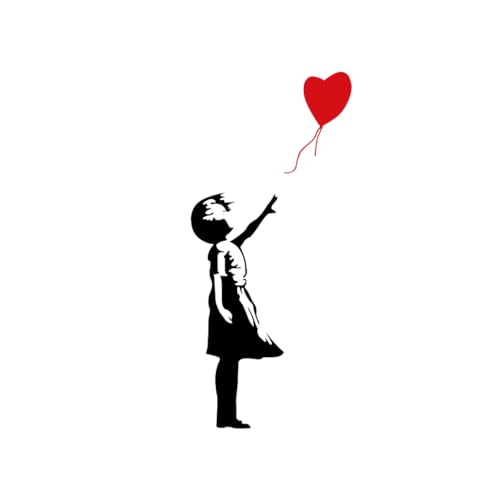 Gesar Bansky – Mädchen mit Luftballon, Wandtattoo, Vinyl, ideal für Wanddekoration, Innen-Aufkleber, Farbe wie abgebildet, 17,5 x 38 cm von Gesar