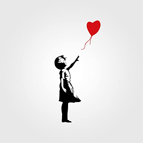 Gesar Bansky – Mädchen mit Luftballon – Mädchen mit Ballon – Wandtattoo – Vinyl – Ideal für Wanddekoration – Innen-Aufkleber – Farbe wie abgebildet (60 x 134 cm) von Gesar