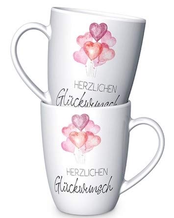 Geschenk Für Dich :-) Becher Tasse HERZLICHEN GLÜCKWUNSCH Herzen 250ml Lovely Porzellan La Vida von Geschenk Für Dich :-)