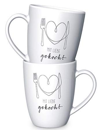 Geschenk Für Dich :-) Becher Tasse MIT Liebe GEKOCHT weiß 250ml Kitchen Porzellan La Vida von Geschenk Für Dich :-)