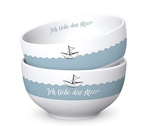 Geschenk Für Dich :-) Müslischale ICH Liebe DAS Meer blau weiß D. 13cm H. 7cm Maritim Porzellan La Vid von Geschenk Für Dich :-)