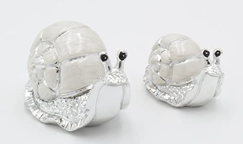 Geschenk-Himmel 2er Set kleine Schnecken 7-5cm Silber Perlmutt Design Zierfigur Dekofigur Schnecke von Geschenk-Himmel