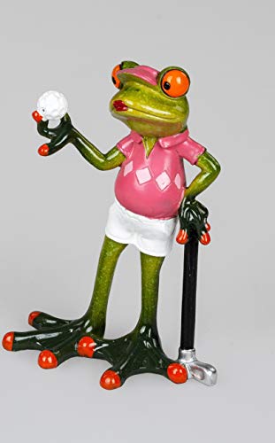 Geschenk-Himmel Frosch Golfspieler oder Golfspielerin Dekofigur hellgrün (Golfspieler Frau) von Geschenk-Himmel