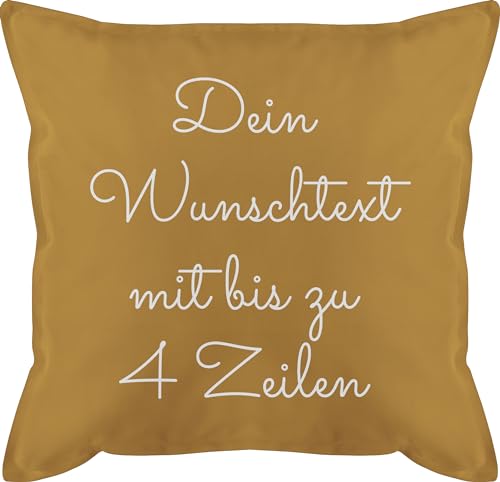 Kissen 50x50 - Aufdruck selbst gestalten - Wunschtext - 50 x 50 cm - Gelb - selber Bedrucken Text zum selbstgestalten personalisiertem Schriftzug Kissenbezug namens personalisiertes eigenem Druck von Geschenk mit Namen personalisiert by Shirtracer