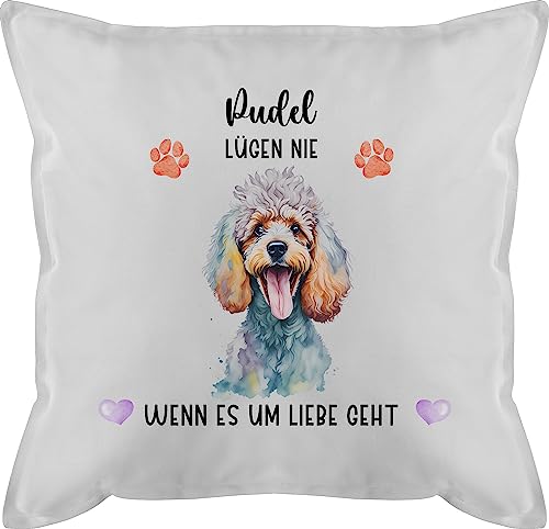 Kissen 50x50 - Hunde - Pudel - Geschenk Hundebesitzern - 50 x 50 cm - Weiß - kissenhülle Hund Hundebesitzer Kissen+hundemotiv hundemotiv personalisierte Hunden Name hundemotiven Hunde. hundemotive von Geschenk mit Namen personalisiert by Shirtracer