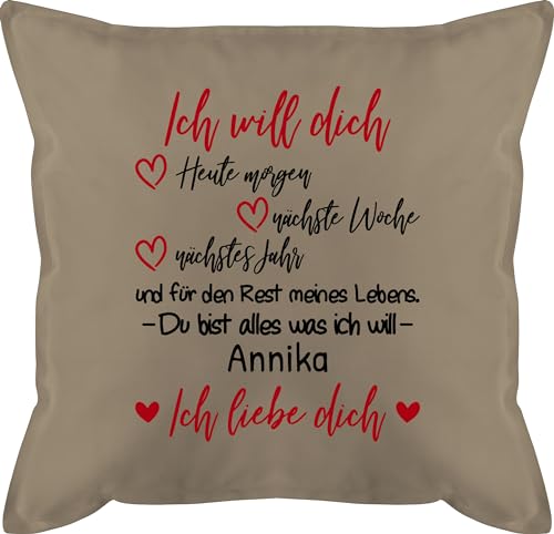 Kissen 50x50 - Partnerin - Ich Will Dich für den Rest meines Lebens - 50 x 50 cm - Beige - Geschenke die Sagen Liebe Partner persönliches personalisiertes Meinen personalisierte von Geschenk mit Namen personalisiert by Shirtracer