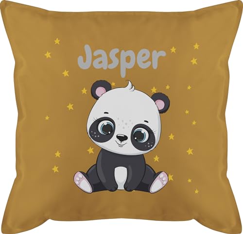 Kissen 50x50 - Süßer Panda Pandabär Pandabären - 50 x 50 cm - Gelb - personalisierter Name bär personalisierte von Geschenk mit Namen personalisiert by Shirtracer