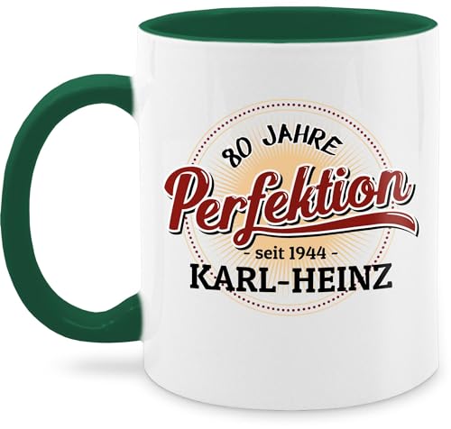 Tasse Tassen 325ml - 80. Geburtstag - 80 Jahre Perfektion - seit 1944 - mit Name - 325 ml - Petrolgrün - mann geschenke wärmende zum 1943 personalisierte für jährige 1942 80.geburtstag von Geschenk mit Namen personalisiert by Shirtracer