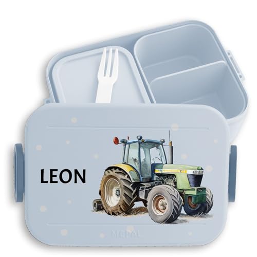 Bento Box Midi Lunchbox für Mepal Bentobox - Trecker Traktor Kinder Schlepper Bulldog - 900 ml - Hellblau - beste brotdose kita traktoren landwirtschaft brotbox personalisierte brotdosen von Geschenk mit Namen personalisiert by Shirtracer