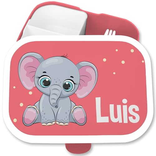 Brotdose Kinder Campus für Mepal - Elefant süß Elefantenmotiv Elefanten Elefantenkuh - 750 ml - Rosa - und fächern lunchbox kita kind von Geschenk mit Namen personalisiert by Shirtracer