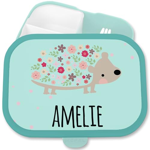 Brotdose Kinder Campus für Mepal - Brotbox süßer Igel Jausenbox Stacheltier I - 750 ml - Türkis - personalisierte brotdosen fuer name fächern junge und faechern von Geschenk mit Namen personalisiert by Shirtracer