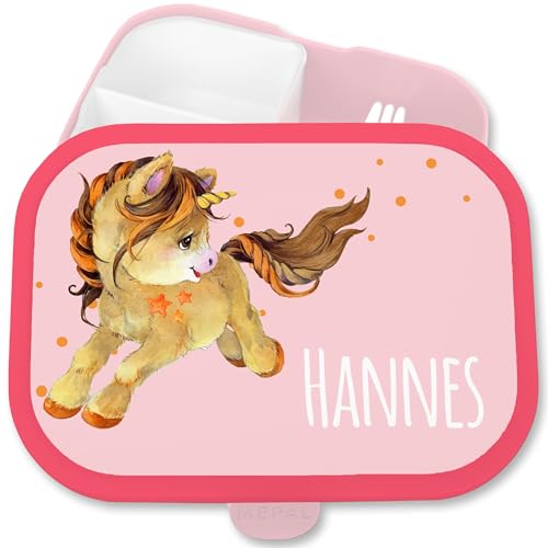 Brotdose Kinder Campus für Mepal - Einhörner - Unicorn Lunchbox Einhorn Brotbox Fabelwesen I - 750 ml - Rosa - einschulung geschenke mädchen kinderbrotdosen kindergarten einhörnern jausenbox von Geschenk mit Namen personalisiert by Shirtracer