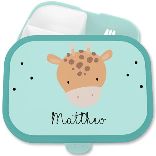 Brotdose Kinder Campus für Mepal - Boho Giraffe Giraffen - 750 ml - Türkis - fächern personalisierte tiere name lunchbox und butterbrotdose vesperdose brotbox schulbrotdose kinderbrotdosen von Geschenk mit Namen personalisiert by Shirtracer