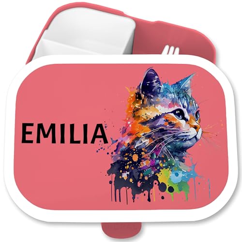 Brotdose Kinder Campus für Mepal - Katze Katzen Cat Cats Katzenliebhaber - 750 ml - Rosa - personalisierte lunchbox schuldose mädchen katzenmotiv und jausenbox fächern auslaufsicher katzenmotive von Geschenk mit Namen personalisiert by Shirtracer