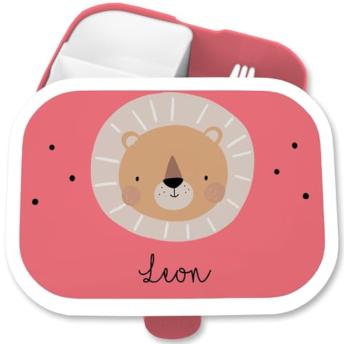 Brotdose Kinder Campus für Mepal - Boho Löwe Löwen Löwenmotiv Lion König der Tiere - 750 ml - Rosa - fächern lunchbox-löwe tiger lions head lunchbox name tieren leo bdk222 kita von Geschenk mit Namen personalisiert by Shirtracer