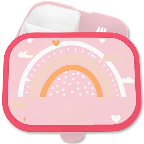 Brotdose Kinder Campus für Mepal - Lunchbox Boho Regenbogen Brotbox Rainbow Vesperbox I - 750 ml - Rosa - schulkind jausenbox geschenke kindergarten personalisierte wolken brotzeitbox von Geschenk mit Namen personalisiert by Shirtracer