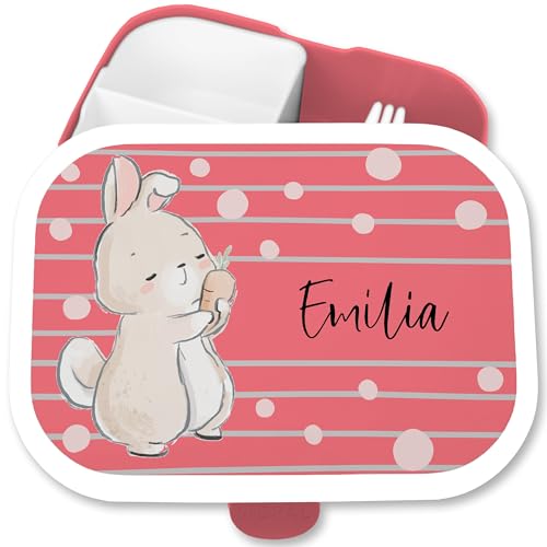 Brotdose Kinder Campus für Mepal - Hasen - Hase Möhre Langohr Rabbit Bunny - 750 ml - Rosa - kita brotdosen kindergarten hasenmotiv lunchbox personalisierte name lunch box mädchen brotzeitbox von Geschenk mit Namen personalisiert by Shirtracer