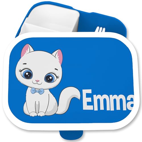 Brotdose Kinder Campus für Mepal - Katze süß Katzen Cat Cats - 750 ml - Blau - name katzenmotive lunchbox fächern geschenke katzenliebhaber personalisierte katzenmotiv und besteck mädchen with von Geschenk mit Namen personalisiert by Shirtracer