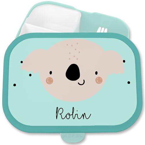 Brotdose Kinder Campus für Mepal - Boho Koala Koalabär Beutelbär - 750 ml - Türkis - fächern und name lunchbox brotbox von Geschenk mit Namen personalisiert by Shirtracer