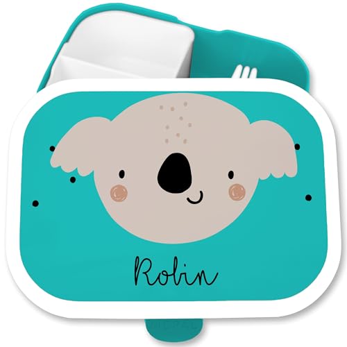 Brotdose Kinder Campus für Mepal - Boho Koala Koalabär Beutelbär - 750 ml - Türkis - fächern und name brotbox lunchbox von Geschenk mit Namen personalisiert by Shirtracer
