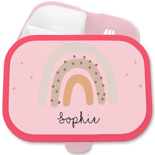 Brotdose Kinder Campus für Mepal - Brotbox Boho Regenbogen Lunchbox Rainbow I - 750 ml - Rosa - fächern schule geschenke kindergarten schulkind mädchen brotzeitbox vesperbox kita personalisierte von Geschenk mit Namen personalisiert by Shirtracer