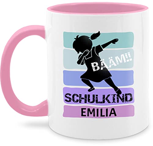 Tasse Tassen 325ml - Einschulung Schulanfang - BÄÄM!! Schulkind Mädchen - 325 ml - Rosa - erstklässler personalisierte schuleinführung zur schuleingang name einschulubg personlasiert von Geschenk mit Namen personalisiert by Shirtracer