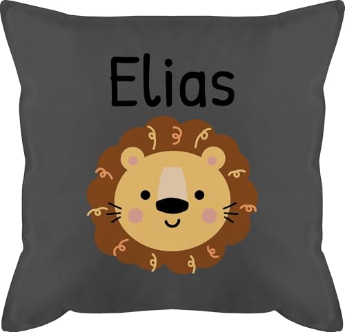 Kissen 50x50 - Löwen - Süßer Löwe - Kindergarten Kita - 50 x 50 cm - Grau - süßes personalisierte löwenmotiv Lowe sofakissen kinderkissen Name Tier Kindergartenkind kuschelkisse für von Geschenk mit Namen personalisiert by Shirtracer