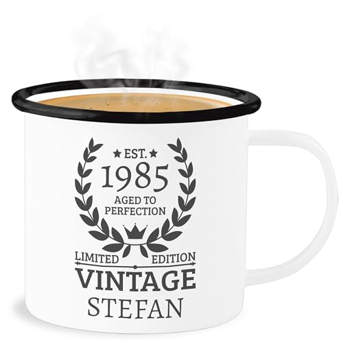Emaille Becher Blechbecher - 40. Geburtstag - Tasse - Est.1985 Aged to perfection Limited Edition I - 300 ml - Weiß Schwarz - 40 1983 blechtasse 40.geburtstag 1984 tassen vierzigster vintage Emaille Becher Blechbecher - 40. Geburtstag - Tasse - Est.1985 Aged to perfection Limited Edition I - 300 ml - Weiß Schwarz - 40 1983 blechtasse 40.geburtstag 1984 tassen vierzigster vintage von Geschenk mit Namen personalisiert by Shirtracer