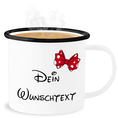 Emaille Becher Blechbecher - Aufdruck selbst gestalten - Spardose Wunschtext Schleife I - 300 ml - Weiß Schwarz - namensbecher personalisierte freundin tasse kaffeetasse klein personalisierter Emaille Becher Blechbecher - Aufdruck selbst gestalten - Spardose Wunschtext Schleife I - 300 ml - Weiß Schwarz - namensbecher personalisierte freundin tasse kaffeetasse klein personalisierter von Geschenk mit Namen personalisiert by Shirtracer