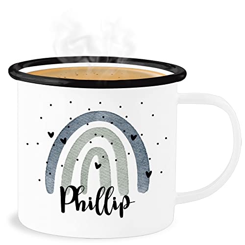 Emaille Becher Blechbecher - Boho - Regenbogen Name - 300 ml - Weiß Schwarz - trinktasse kinder bohemian rainbow tassen kaffeetasse individuell bedrucken tasse personalisierte geschenke schulkind Emaille Becher Blechbecher - Boho - Regenbogen Name - 300 ml - Weiß Schwarz - trinktasse kinder bohemian rainbow tassen kaffeetasse individuell bedrucken tasse personalisierte geschenke schulkind von Geschenk mit Namen personalisiert by Shirtracer
