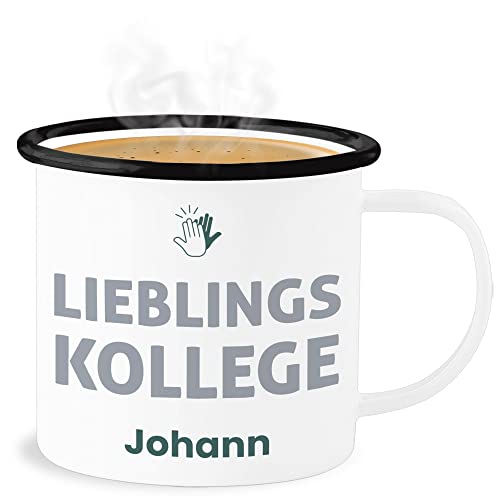 Emaille Becher Blechbecher - Kollegen Tasse - Lieblings-Kollege Name - Geschenk personalisiert Abschiedsgeschenk Kollege Mitarbeiter Wichtelgeschenk Lieblingskollege Weihnachten - 300 ml - Weiß von Geschenk mit Namen personalisiert by Shirtracer