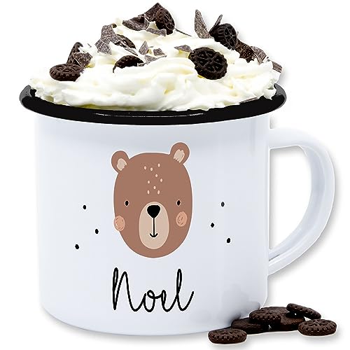 Emaille Tasse Blechtasse - Süßer Bär Bären Bärenmotiv Bear - 300 ml - Weiß Schwarz - teddy name becher bärchen personalisierte geschenke kind von Geschenk mit Namen personalisiert by Shirtracer