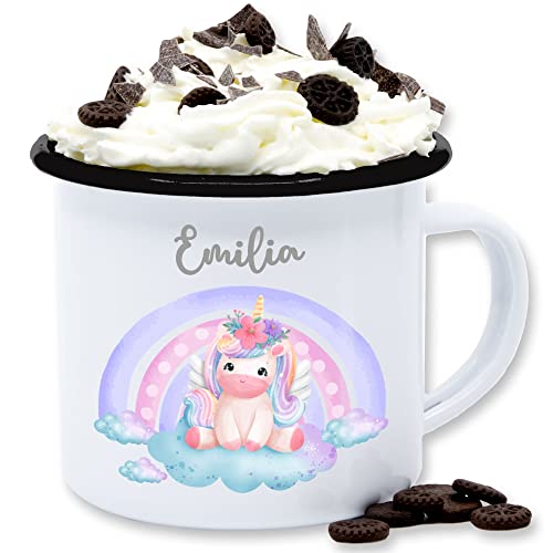 Emaille Tasse Blechtasse - Einhörner - Einhorn Unicorn Süß - 300 ml - Weiß Schwarz - personalisierte becher kinder unicorns name tassen kindertasse einhörnern regenbogen mug namenstassen Emaille Tasse Blechtasse - Einhörner - Einhorn Unicorn Süß - 300 ml - Weiß Schwarz - personalisierte becher kinder unicorns name tassen kindertasse einhörnern regenbogen mug namenstassen von Geschenk mit Namen personalisiert by Shirtracer