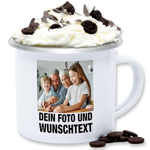 Emaille Tasse Blechtasse - Mit Foto I Eigenem Bild I Text I Name I Wunschtext - 300 ml - Weiß Silber - mugs with your own photos bildtasse selbst drucken photo tassen langer fototasse Emaille Tasse Blechtasse - Mit Foto I Eigenem Bild I Text I Name I Wunschtext - 300 ml - Weiß Silber - mugs with your own photos bildtasse selbst drucken photo tassen langer fototasse von Geschenk mit Namen personalisiert by Shirtracer