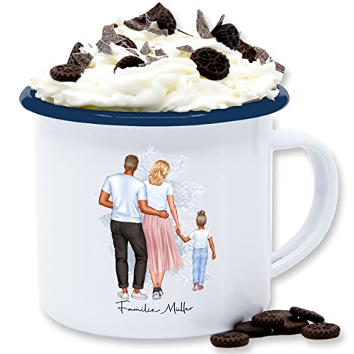 Emaille Tasse Blechtasse - zum Vatertag - Familie Mama Papa Kind - 300 ml - Weiß Blau - personalisierte muttertagsgeschenke geschenkideen für mütter geschenke vater vatertagsgeschenke von Geschenk mit Namen personalisiert by Shirtracer