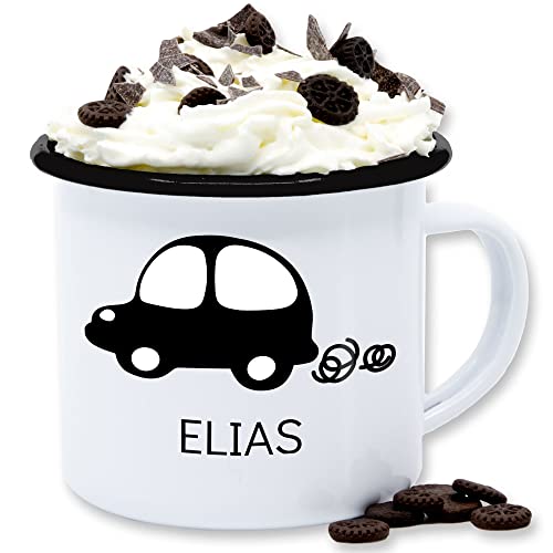 Emaille Tasse Blechtasse - Skandi Style Scandi bedruckt - Führerschein Traumauto für Auto - 300 ml - Weiß Schwarz von Geschenk mit Namen personalisiert by Shirtracer