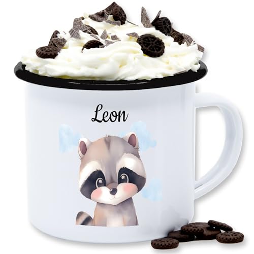 Emaille Tasse Blechtasse - Süßer Waschbär personalisiert I Geschenk für Kinder mit Name I Waschbär Kindermotiv I Waschbären Geschenk Ideen I Raccoons - 300 ml - Weiß Schwarz - waschbaer einem Emaille Tasse Blechtasse - Süßer Waschbär personalisiert I Geschenk für Kinder mit Name I Waschbär Kindermotiv I Waschbären Geschenk Ideen I Raccoons - 300 ml - Weiß Schwarz - waschbaer einem von Geschenk mit Namen personalisiert by Shirtracer