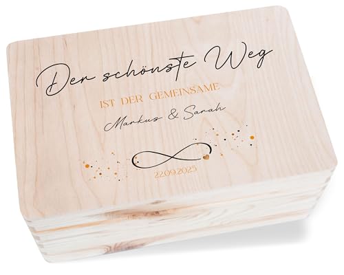 Erinnerungsbox - Der schönste Weg ist der gemeinsame | Schöne Sprüche für Hochzeitsbox | Holzkiste schöner Spruch Hochzeitskiste Geschenk Hochzeit - 30 x 20 x 14 - Holz - hochzeitsgeschenk box Erinnerungsbox - Der schönste Weg ist der gemeinsame | Schöne Sprüche für Hochzeitsbox | Holzkiste schöner Spruch Hochzeitskiste Geschenk Hochzeit - 30 x 20 x 14 - Holz - hochzeitsgeschenk box von Geschenk mit Namen personalisiert by Shirtracer