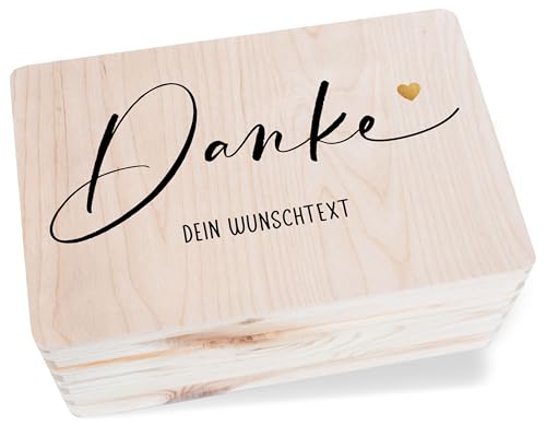 Erinnerungsbox - Geschenkbox Danke sagen mit Wunschtext personalisiert I Holzkiste Dankeschön Geschenk Dankbarkeit I Dankbar - 30 x 20 x 14 - Holz Erinnerungsbox - Geschenkbox Danke sagen mit Wunschtext personalisiert I Holzkiste Dankeschön Geschenk Dankbarkeit I Dankbar - 30 x 20 x 14 - Holz von Geschenk mit Namen personalisiert by Shirtracer